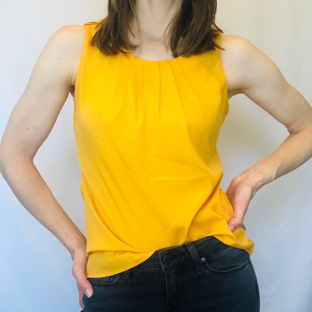 Banana Republic yellow gathered front tank